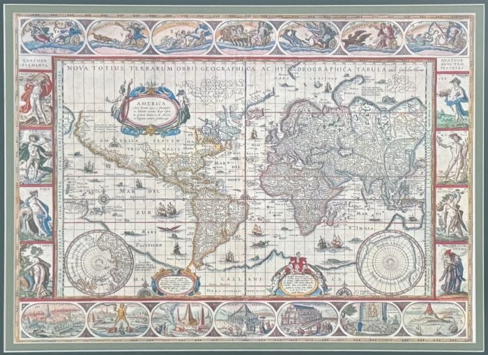 Lote 014 - Reproducción digital "Nova Totius Terrarum Orbis Geographica ac Hydrographica Tabula" enmarcada